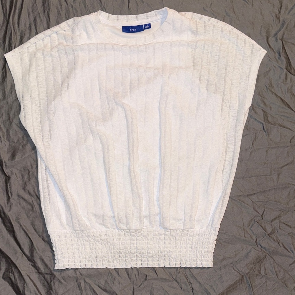 Women's White Batwing Textured Top